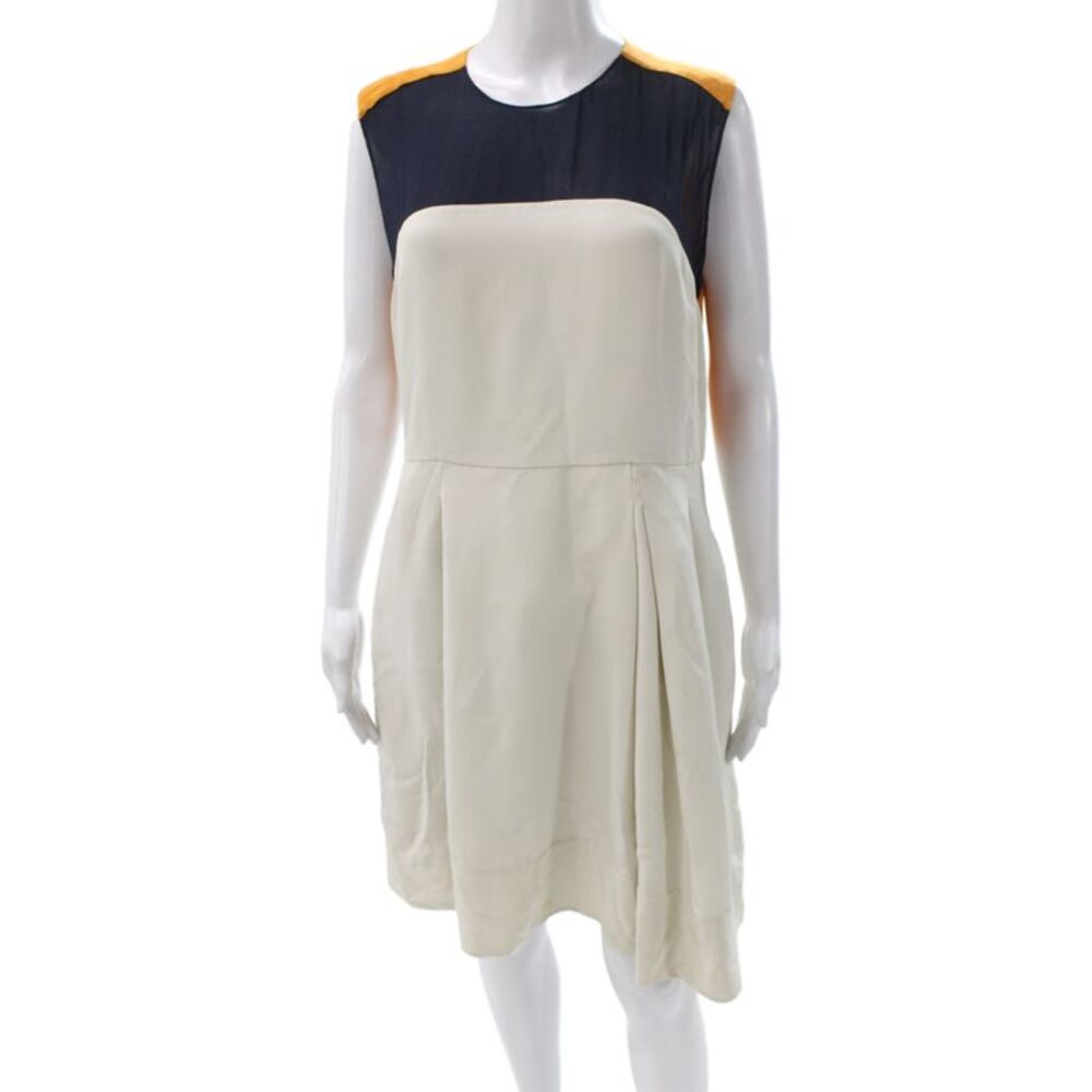 3.1 Phillip Lim Women Shift Dress Beige Silk Sleeveless Zip Size 10
